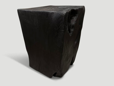 Charred Teak Wood Side Table