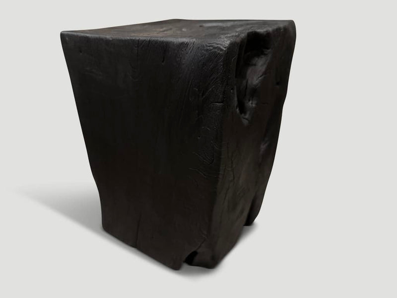 Charred Teak Wood Side Table
