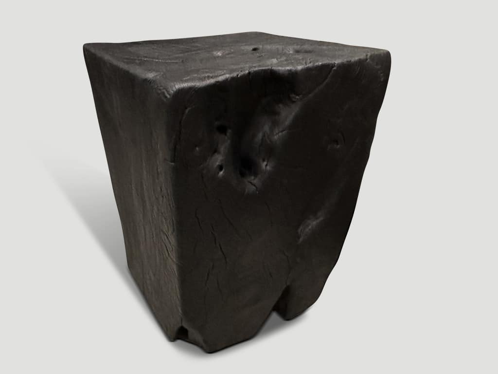 Charred Teak Wood Side Table