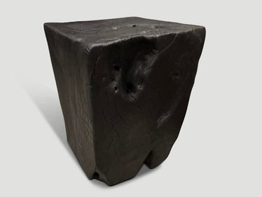 Charred Teak Wood Side Table