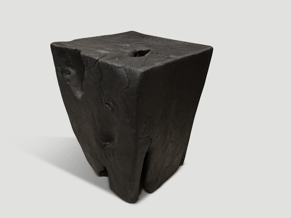 Charred Teak Wood Side Table