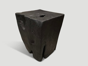 Charred Teak Wood Side Table