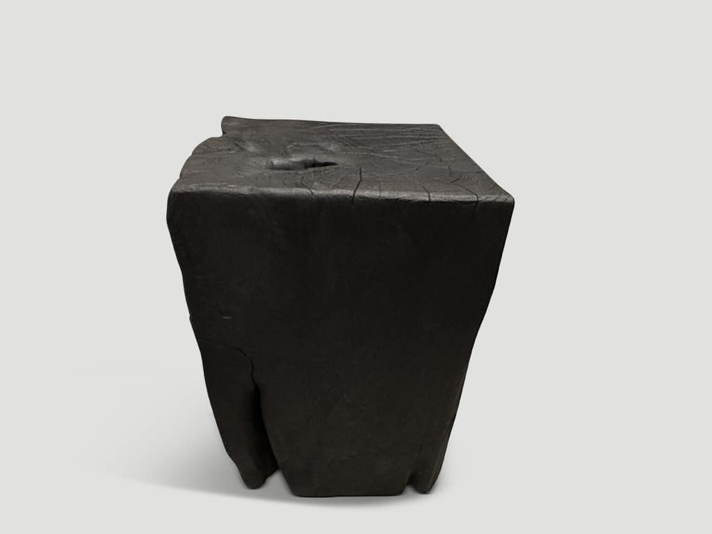 Charred Teak Wood Side Table