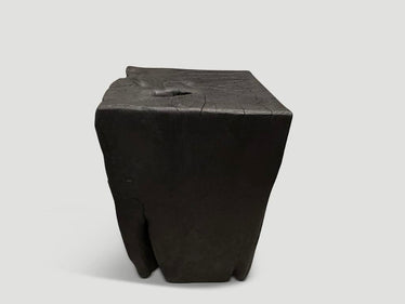 Charred Teak Wood Side Table