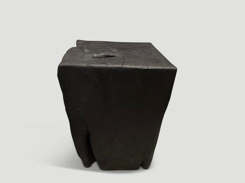 Charred Teak Wood Side Table