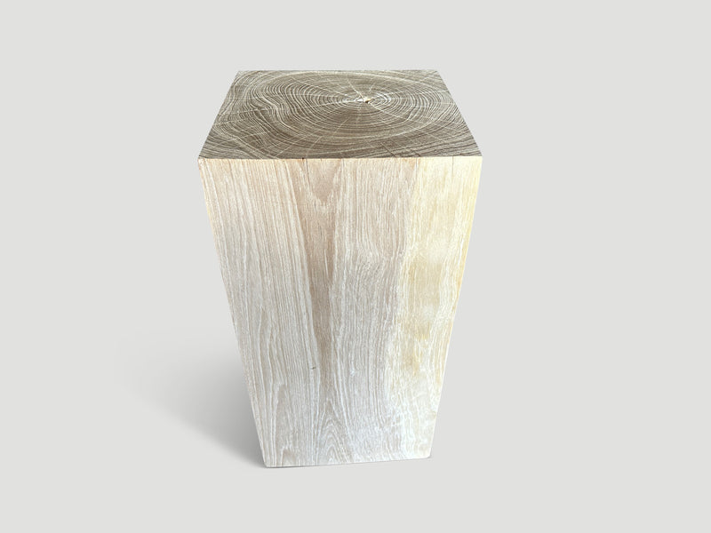 Minimalist Bleached Teak Side Table or Pedestal