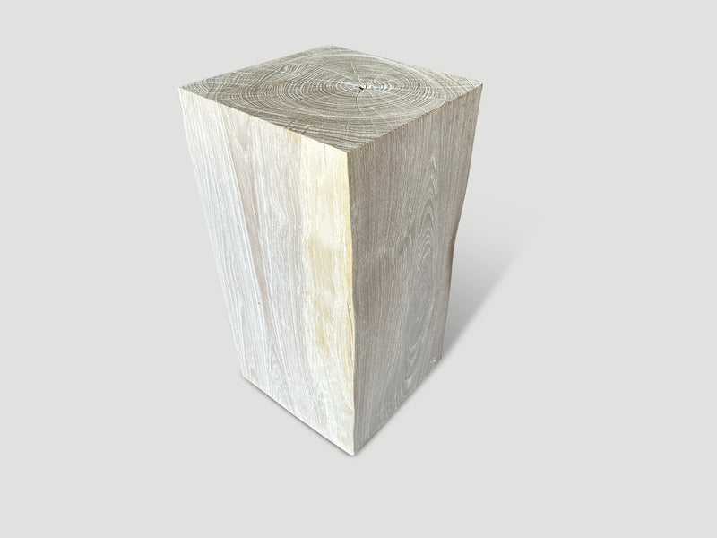 Minimalist Bleached Teak Side Table or Pedestal