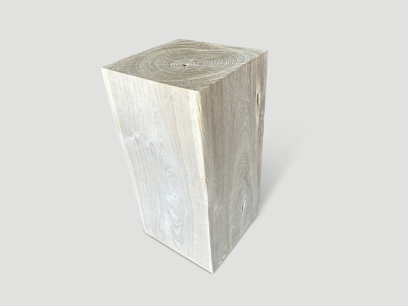 Minimalist Bleached Teak Side Table or Pedestal