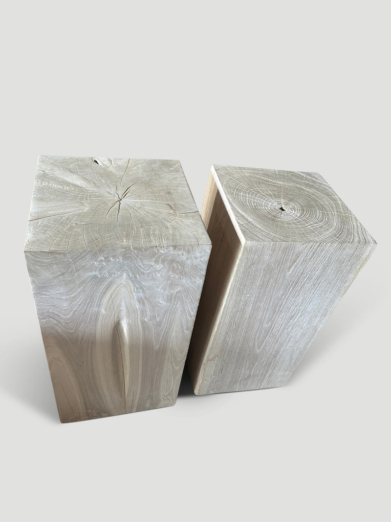 Minimalist Bleached Teak Side Table or Pedestal