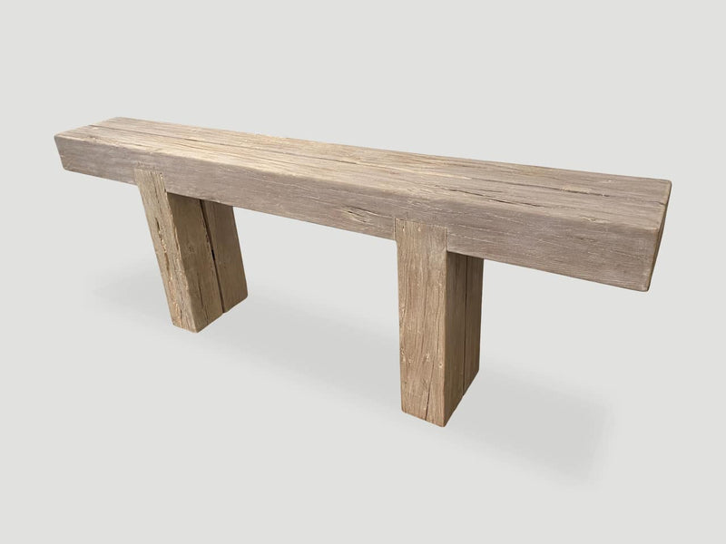 Teak Log Console Table