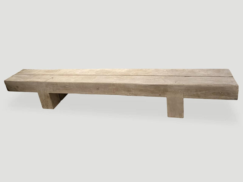 Bleached Teak Log Bench