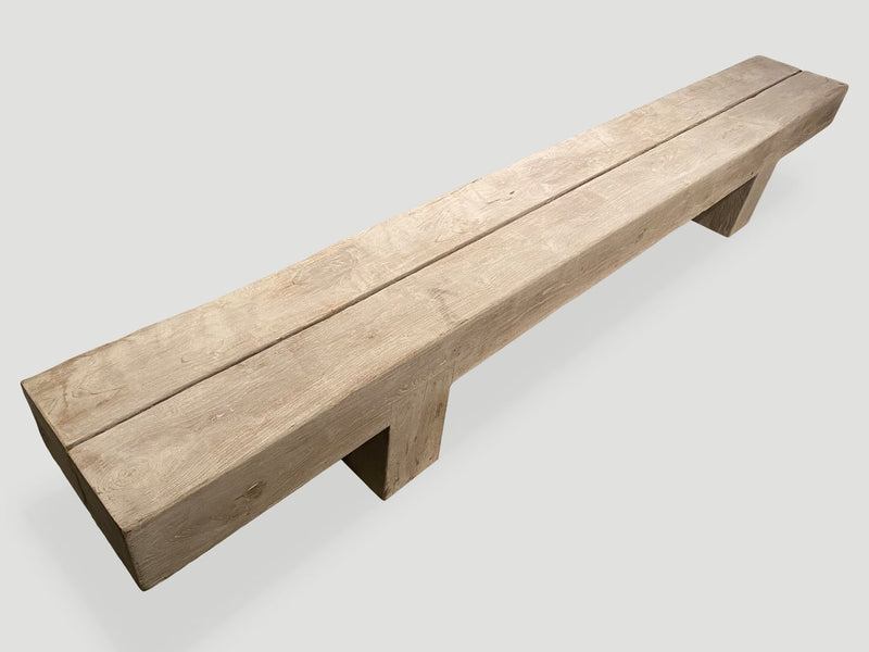 Bleached Teak Log Bench