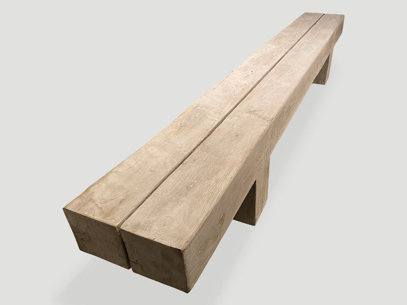 Bleached Teak Log Bench