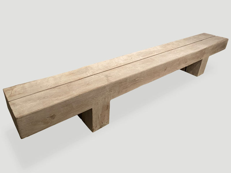 Bleached Teak Log Bench
