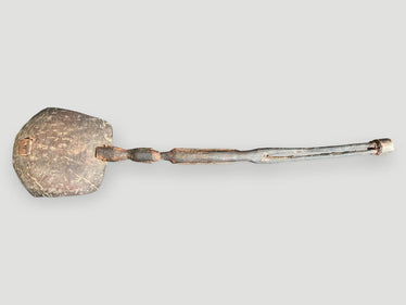 Antique Hand Carved Wood and Coconut Shell Ladle
