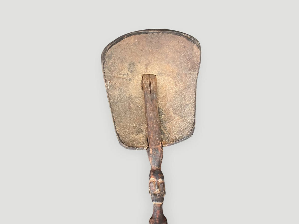 Antique Hand Carved Wood and Coconut Shell Ladle