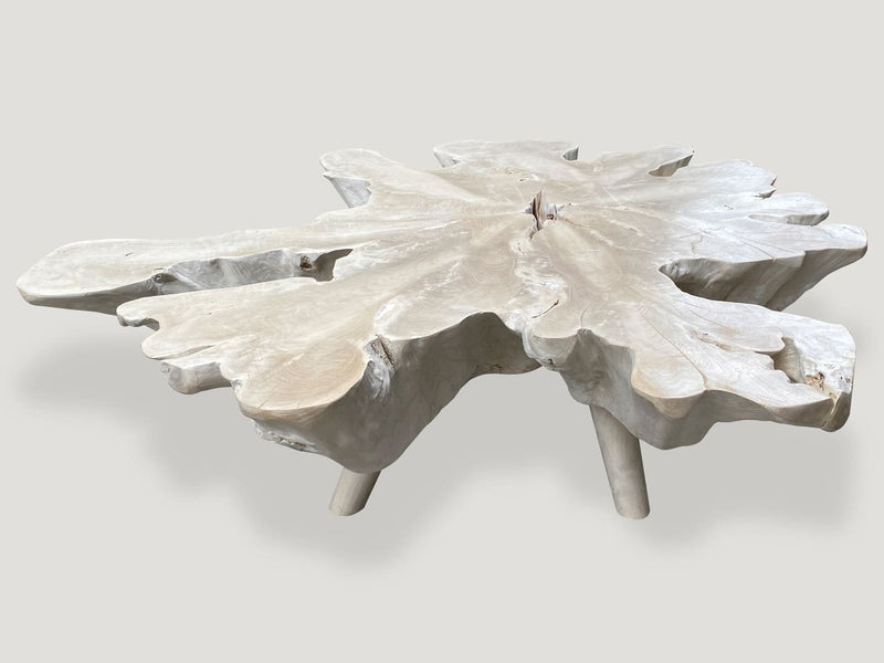 Amorphous Bleached Teak Mid Century Style Coffee Table
