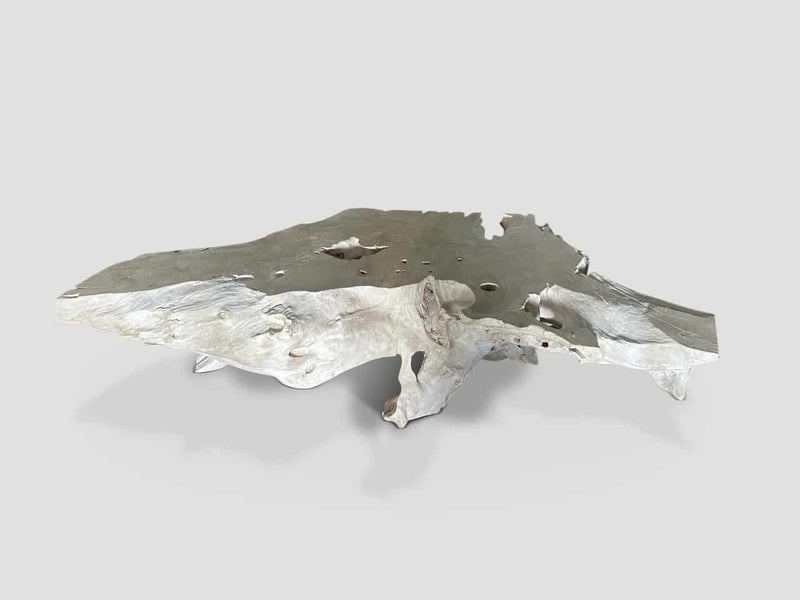 Bleached Sculptural Teak Coffee Table