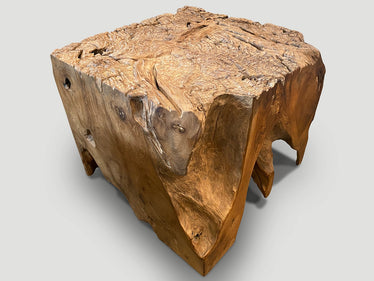 Impressive Organic Teak Side Table or Pedestal