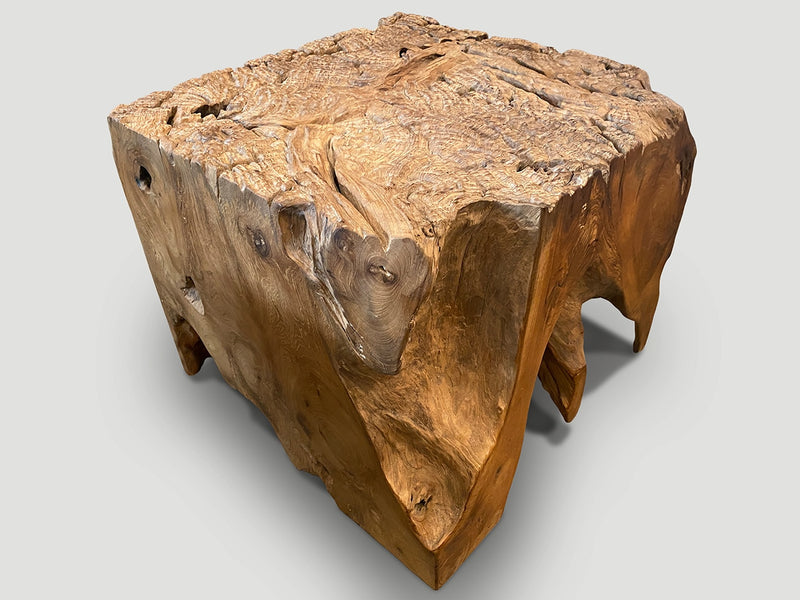 Impressive Organic Teak Side Table or Pedestal