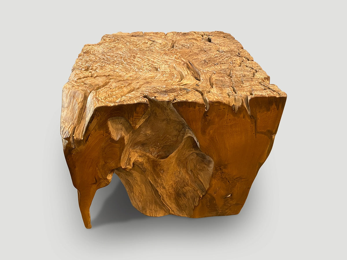 Impressive Organic Teak Side Table or Pedestal