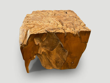 Impressive Organic Teak Side Table or Pedestal