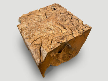 Impressive Organic Teak Side Table or Pedestal