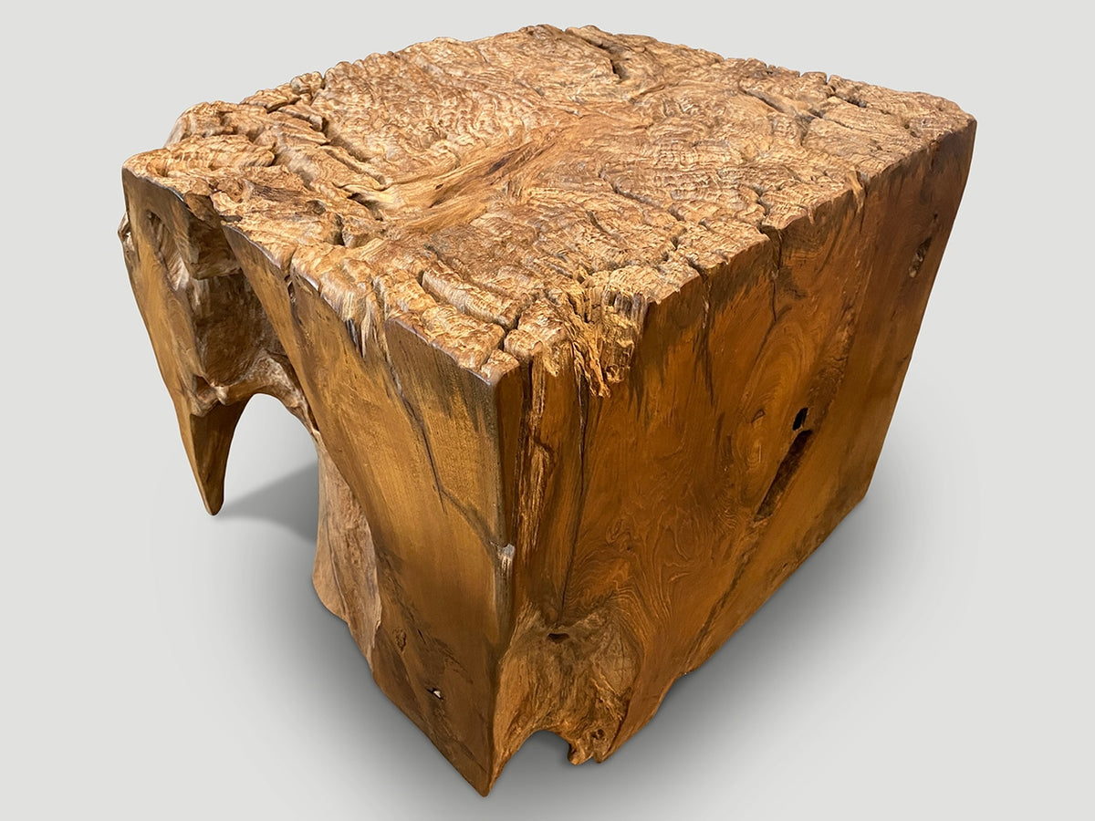Impressive Organic Teak Side Table or Pedestal