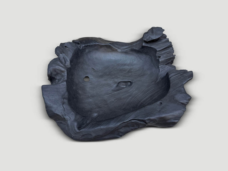 Over Sized Charred Sculptural Teak Vessel