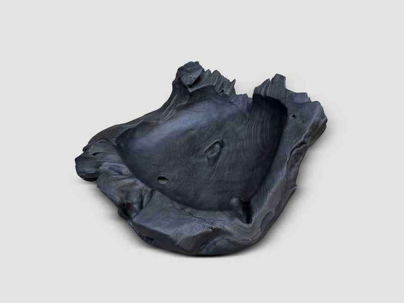 Over Sized Charred Sculptural Teak Vessel