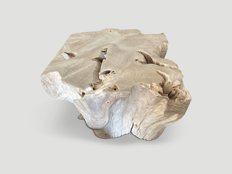 Bleached Teak Sculptural Coffee Table or Pedestal