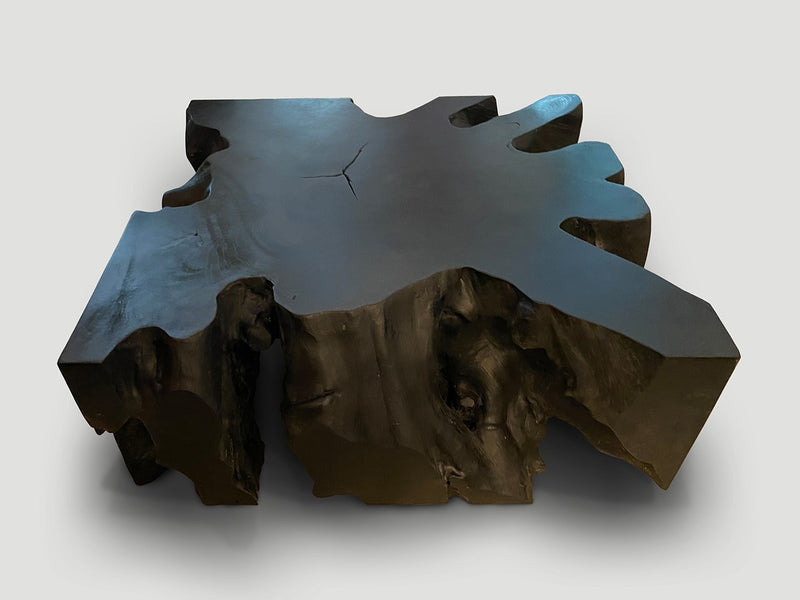 Impressive Charred Teak Wood Coffee Table or Console