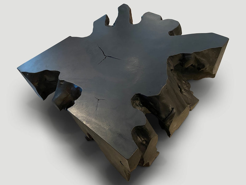 Impressive Charred Teak Wood Coffee Table or Console