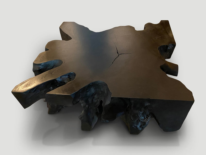 Impressive Charred Teak Wood Coffee Table or Console
