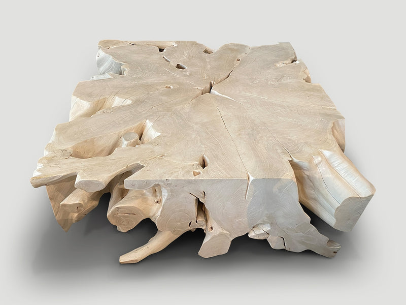 Impressive Bleached Teak Wood Coffee Table or Console