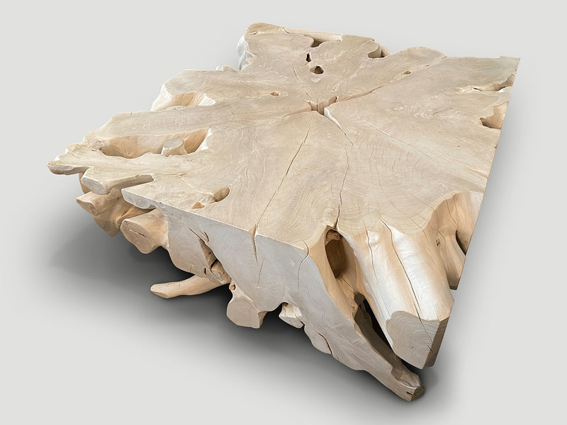Impressive Bleached Teak Wood Coffee Table or Console