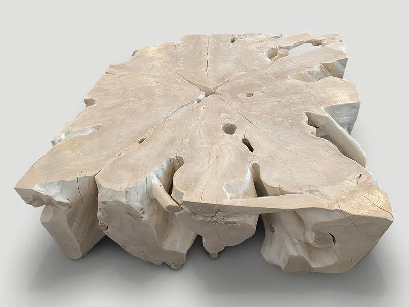 Impressive Bleached Teak Wood Coffee Table or Console