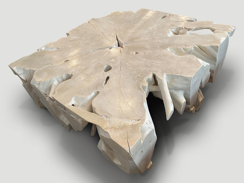 Impressive Bleached Teak Wood Coffee Table or Console