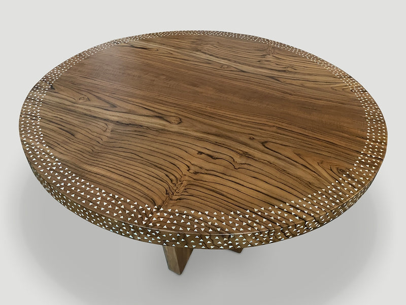 Round Shell Inlaid Dining Table or Entrance Table