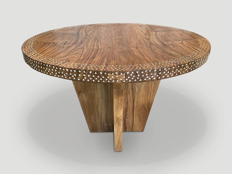 Round Shell Inlaid Dining Table or Entrance Table