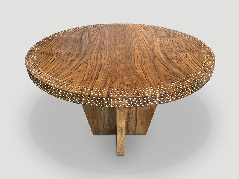 Round Shell Inlaid Dining Table or Entrance Table
