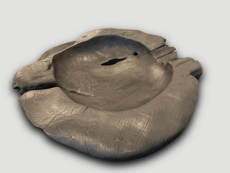 Over Sized Charred Sculptural Teak Vessel