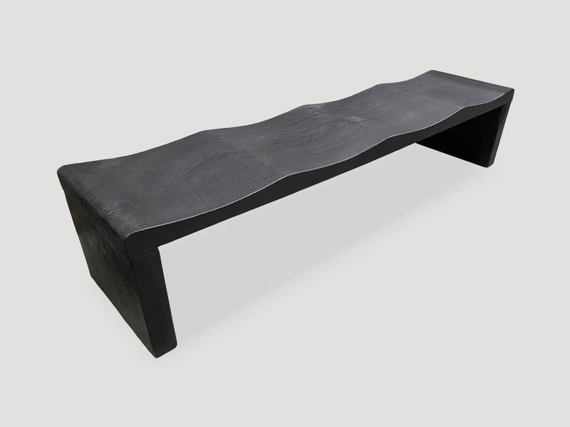 Impressive Long Charred Wave Bench
