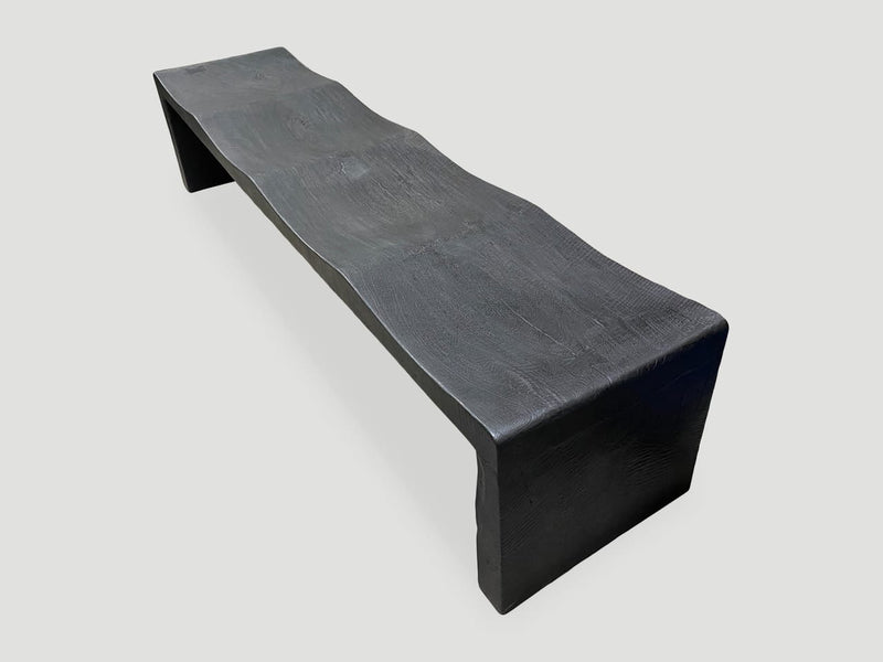 Impressive Long Charred Wave Bench