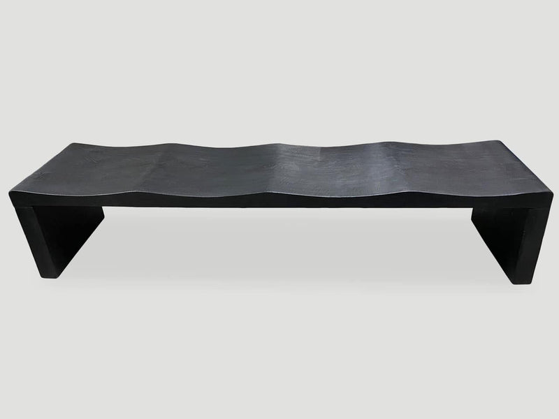 Impressive Long Charred Wave Bench