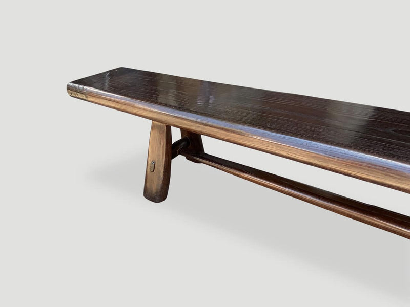 Mid Century Couture Espresso Stained Teak Long Bench