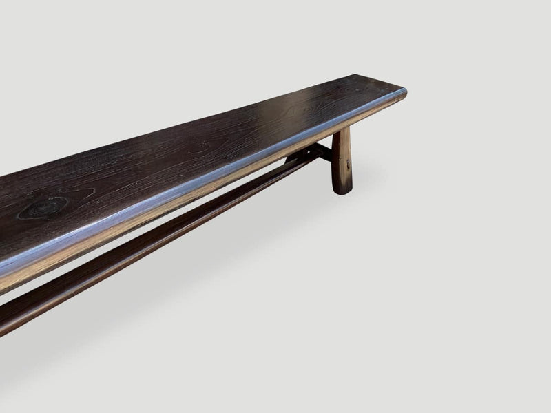 Mid Century Couture Espresso Stained Teak Long Bench