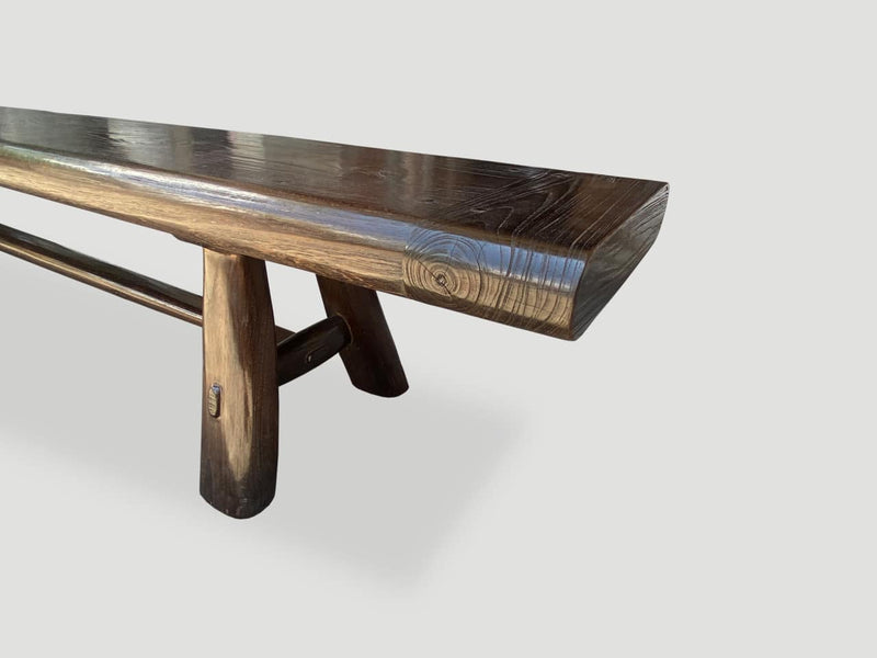 Mid Century Couture Espresso Stained Teak Long Bench