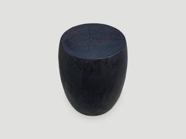Charred Drum Shape Side Table or Stool