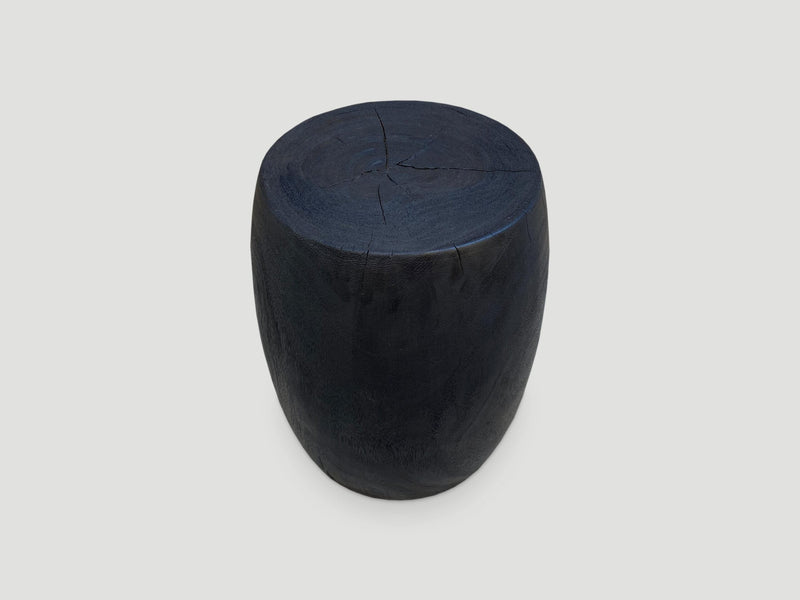 Charred Drum Shape Side Table or Stool
